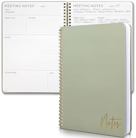 Simplified Meeting Notebook For Work Organization – Easily Take Notes And Keep Agendas on Track – The Perfect Office Planner Supplies for Women & Men to Professionally Manage Business Projects