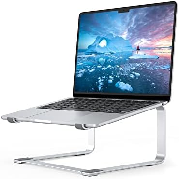 SOUNDANCE Laptop Stand for Desk, Metal Computer Riser, Heavy Stable PC Holder, Ergonomic Laptops Elevator for 12 to 17.3 Inches Notebook Computer, Silver