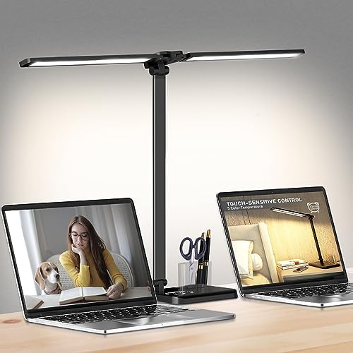 Dimmable LED Desk Lamp with USB Charging, 50 Light Modes, Foldable Dual Arms, Timer – For Home Office
