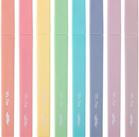 Mr. Pen- Aesthetic Cute Pastel Highlighters Set, 8 pcs, Chisel Tip, Candy Colors, No Bleed Bible Assorted Colors