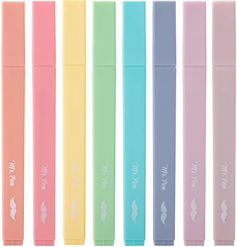 Mr. Pen- Aesthetic Cute Pastel Highlighters Set, 8 pcs, Chisel Tip, Candy Colors, No Bleed Bible Assorted Colors