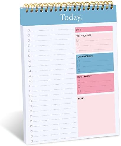 To Do List Notepad – Daily Planner Notepad Undated 52 Sheets Tear Off, 6.5″ x 9.8″ Checklist Productivity Organizer with Hourly Schedule for Tasks