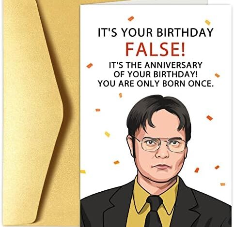 Chenive Funny Office Birthday Card, Dwight Schrute Birthday Card, Bday Greeting Card, It is Your Birthday False