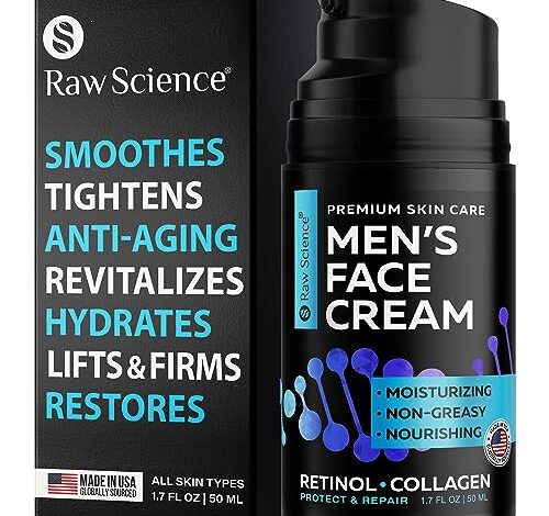 Men’s Face Cream: Retinol Anti Aging Face Moisturizer for Men with Collagen, Hyaluronic Acid – Day & Night Anti Wrinkle Mens Skin Care – Vitamins E & A, Avocado Oil Facial Moisturizer for Man – 1.7 Oz