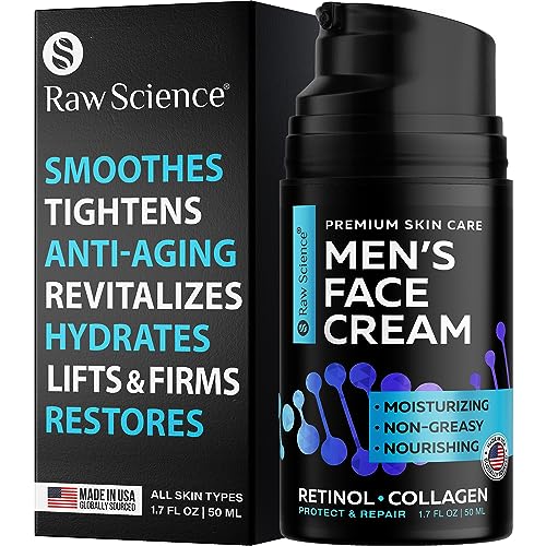 Men’s Face Cream: Retinol Anti Aging Face Moisturizer for Men with Collagen, Hyaluronic Acid – Day & Night Anti Wrinkle Mens Skin Care – Vitamins E & A, Avocado Oil Facial Moisturizer for Man – 1.7 Oz