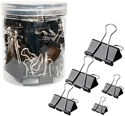 120Pcs Binder Clips Assorted Size, Office Clips with Clear Storage Container, Bulldog Clips, Paper Clips, Office Supplies