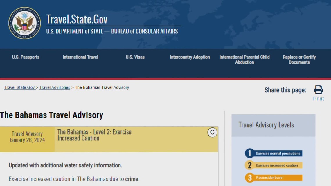 US issues travel advisory for Bahamas, Jamaica