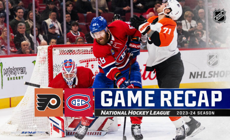 Slafkovsky gets 1st NHL hat trick, Canadiens hand Flyers 8th loss in row